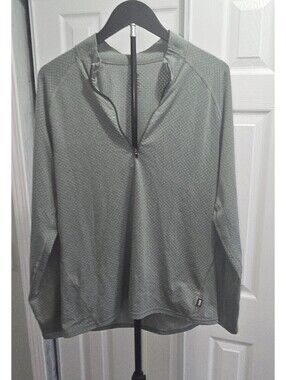 REI Co-op Womens M Green Grid Fleece 1/4 Zip Pullover Hiking Layering Sweatshirt